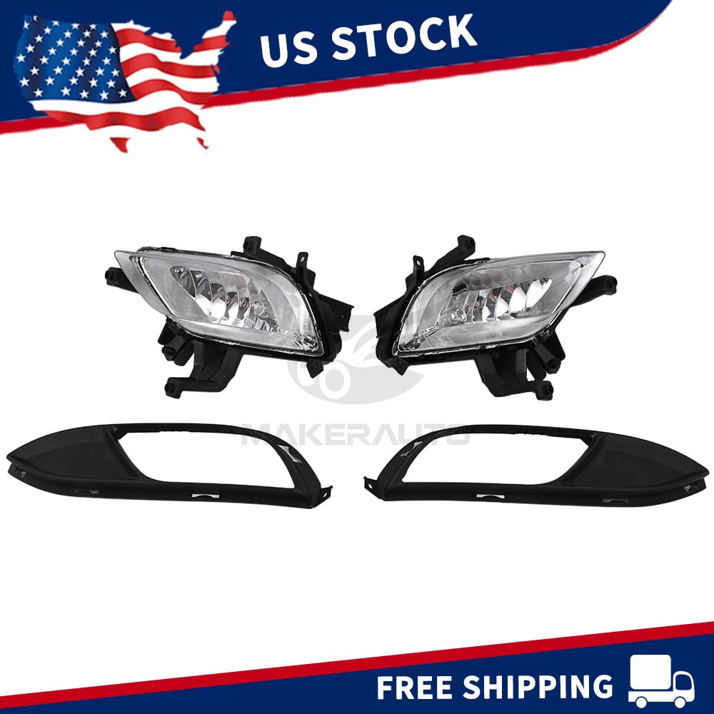 Fog Lights Bezels Trim Lamp Assembly with Bulbs for 2014-2016 Kia Forte