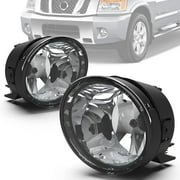 Fog Lights Compatible with 2004-2015 Nissan Titan/ 2005 2006 2007 Nissan Armada Front Bumper Driving Fog Lamps with Passenger and Driver Side Clear Lens