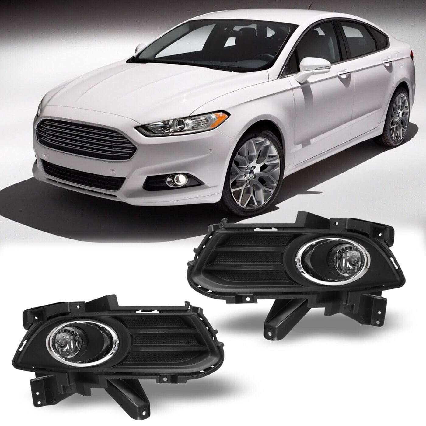 Fog Lights Compatible for Ford Fusion 2013 2014 2015 2016 Assembly Lamps Driver Passenger Replacement Clear Lens