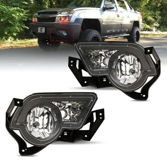 Fog Lights Fit For Chevy Avalanche 2002-2006 W/Body Cladding Brackets Pair LH+RH