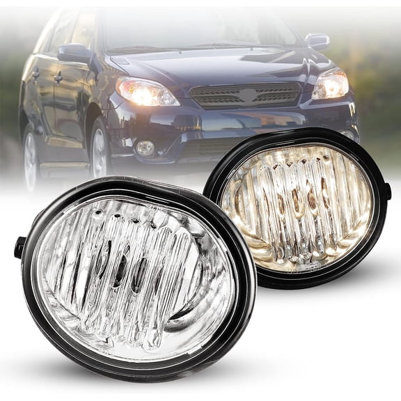 Fog Lights Fit For Toyota Matrix 2003-2008 (not fit 07-08 Matrix XRS), Pontiac Vibe 2003-2008 Fog Light Assembly 2PCS OEM Replacement Fog Lamps-Clear Lens