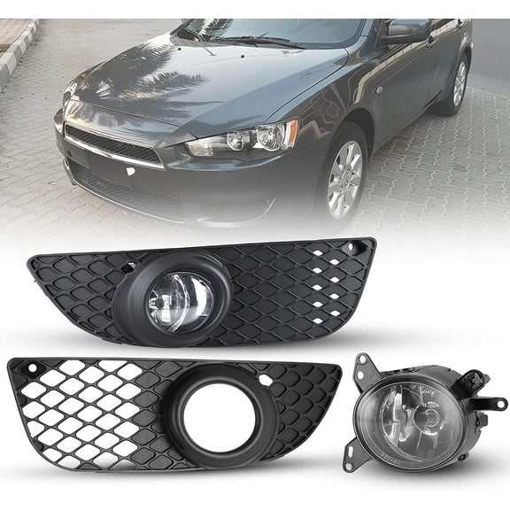 Fog Lights For 09-15 Mitsubishi Lancer Clear Lens Bumper Lamps w/Wiring Switch