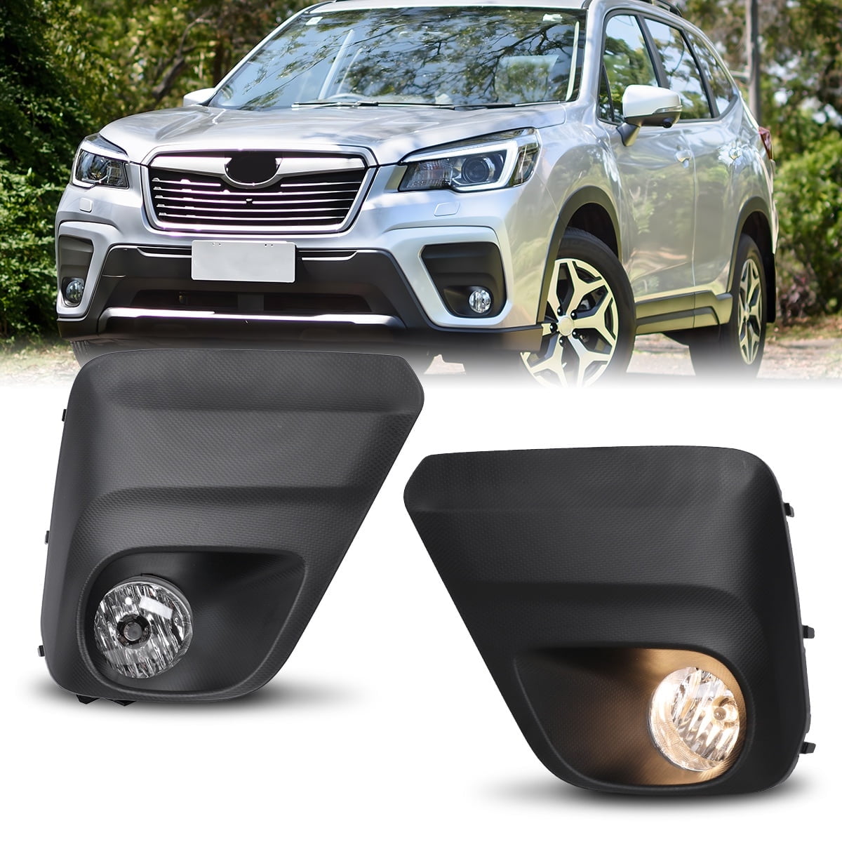 LED Fog Light Kit With Chrome Trim + Wiring Switch For Mitsubishi Outlander 2016-2019