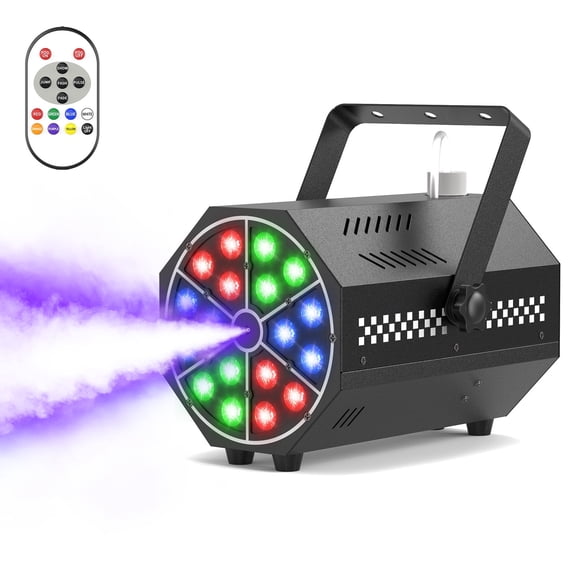 Fog Machine 1000W with 18-Color LED Lights and Remote, 300ml Smoke Fogger for Parties, DJ Stage, Indoor Outdoor Use