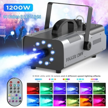 Fog Machine, 1200W Smoke Machine with 9PCS RGB 3 in 1 LED Light, Wireless Remote Control for Wedding Stage Effect DJ Disco Party Stage