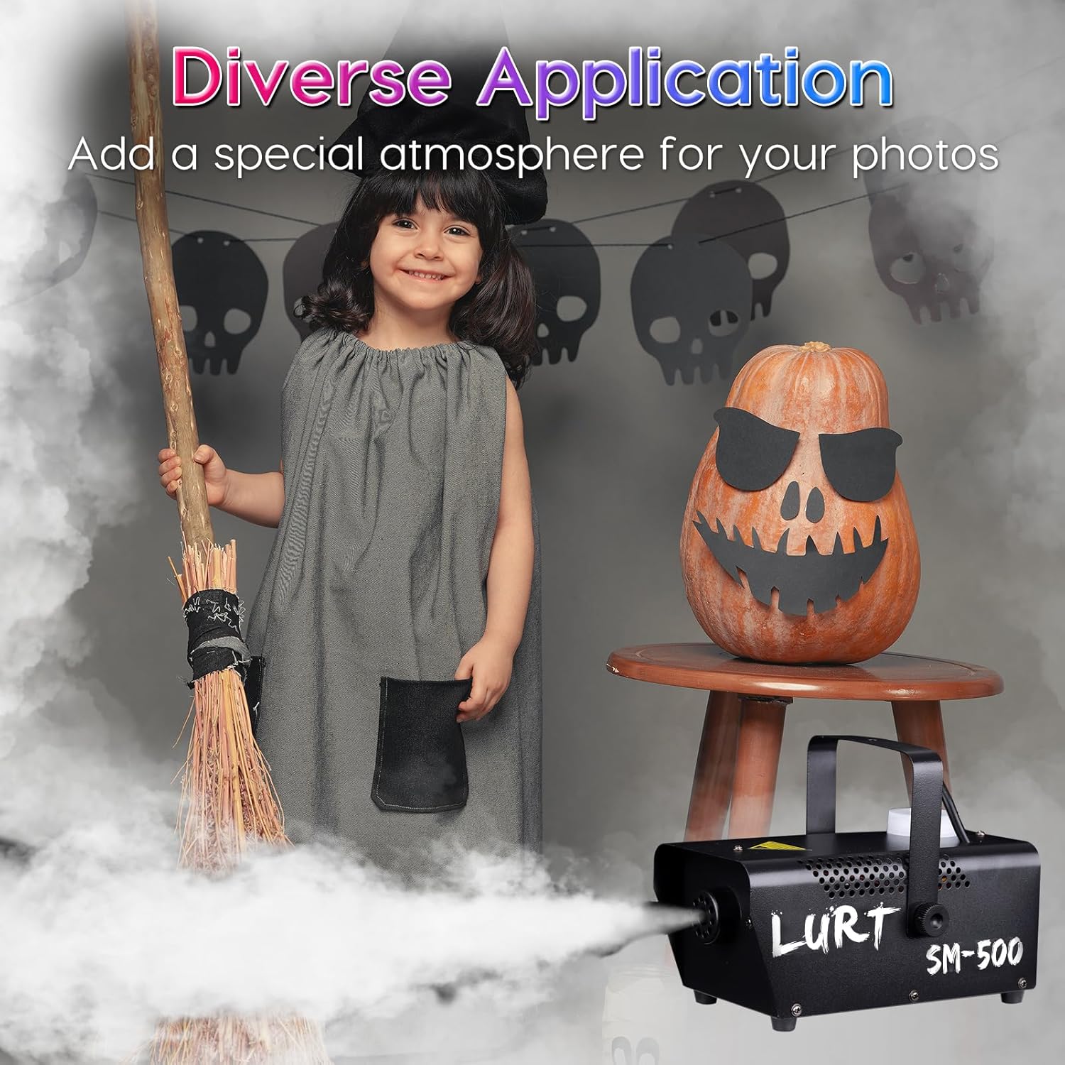 Fog Machine 500W Mini Smoke machine with Wireless Remote Control and Auto Mode Portable for Parties,Outdoor,Halloween,Wedding,Stage,Effect,indoor,Disco and Disinfection 2000CFM,Fuse Protection