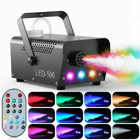 Easter Fog Machine 500W RGB LED Smoke Machine Stage Lighting Effect with Remote Control for Halloween Wedding DJ Show Concert Bar Party