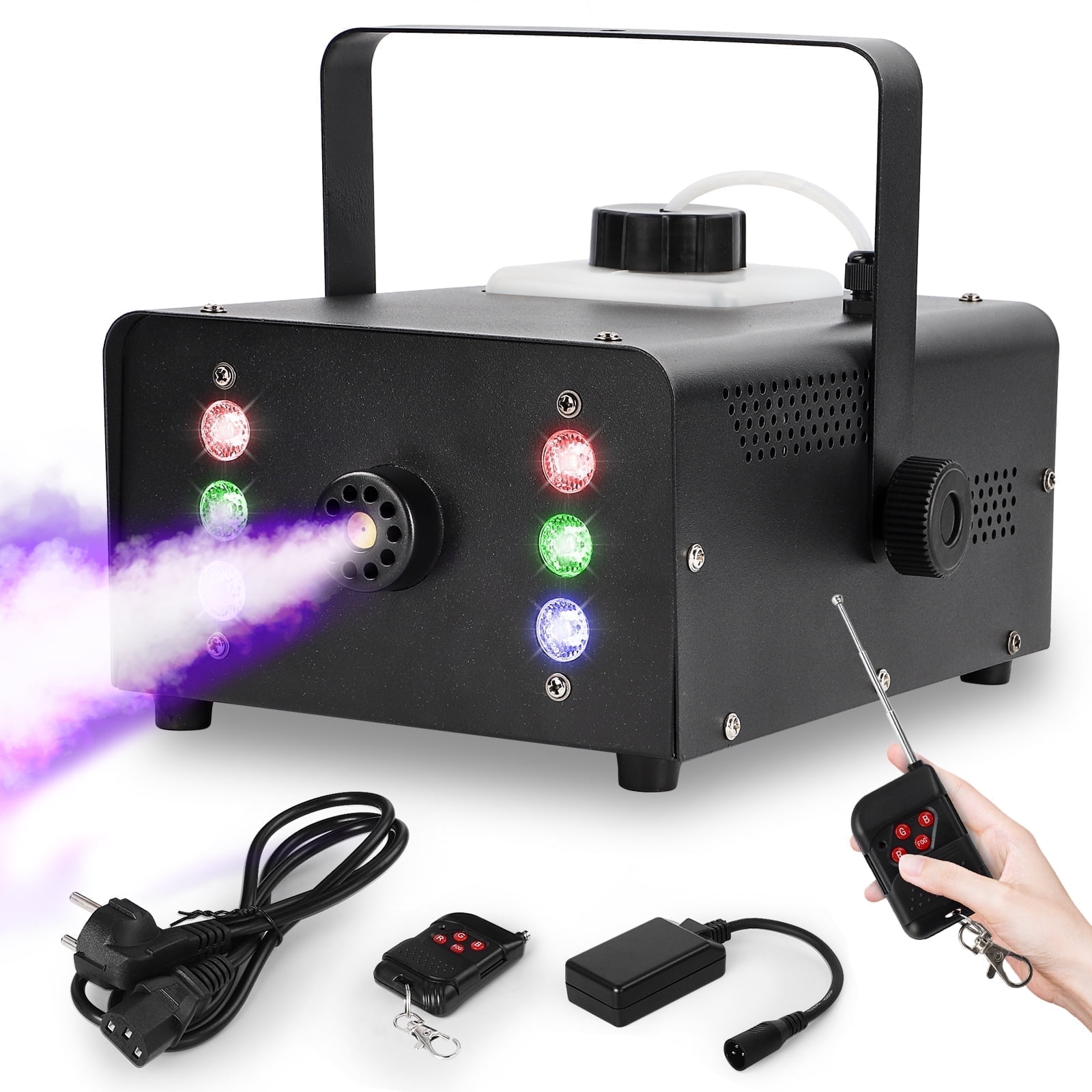 Fog Machine 6 LED Lights, 1500W Halloween Smoke Machine with Remote Control for Christmas Wedding Stage Effect DJ Disco Party Stage