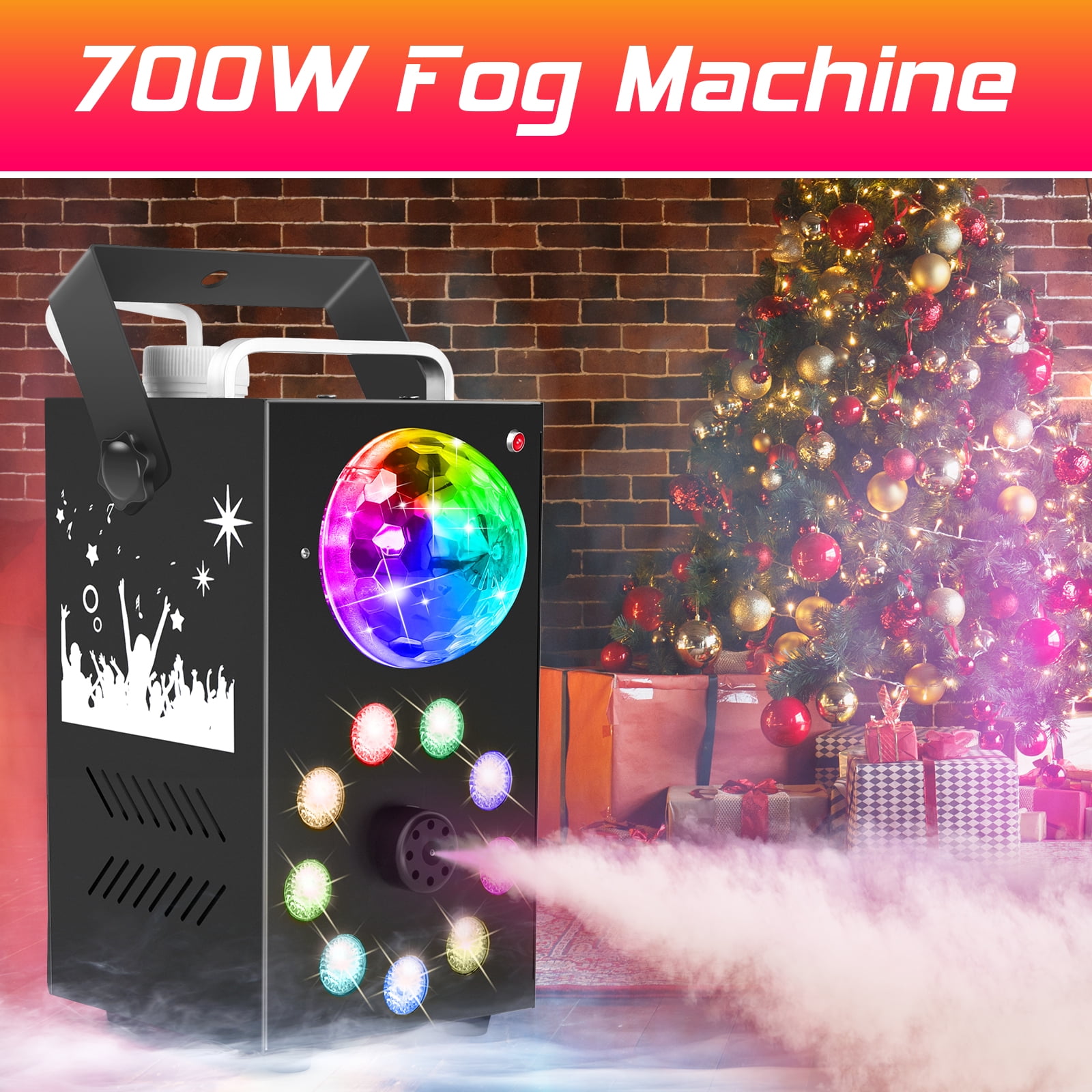 Fog Machine 700W Smoke Machine with Disco Ball Lights 9 LED Colorful