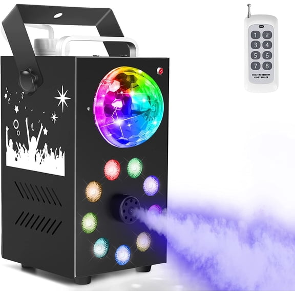 Fog Machine, 700W Smoke Machine with 3500 CFM Fog, 9 LED Colorful Lights and Disco Ball Light with Auto & Strobe Effect, Halloween Fog Machine with Remote Control for Stage Party DJ Concert Wedding