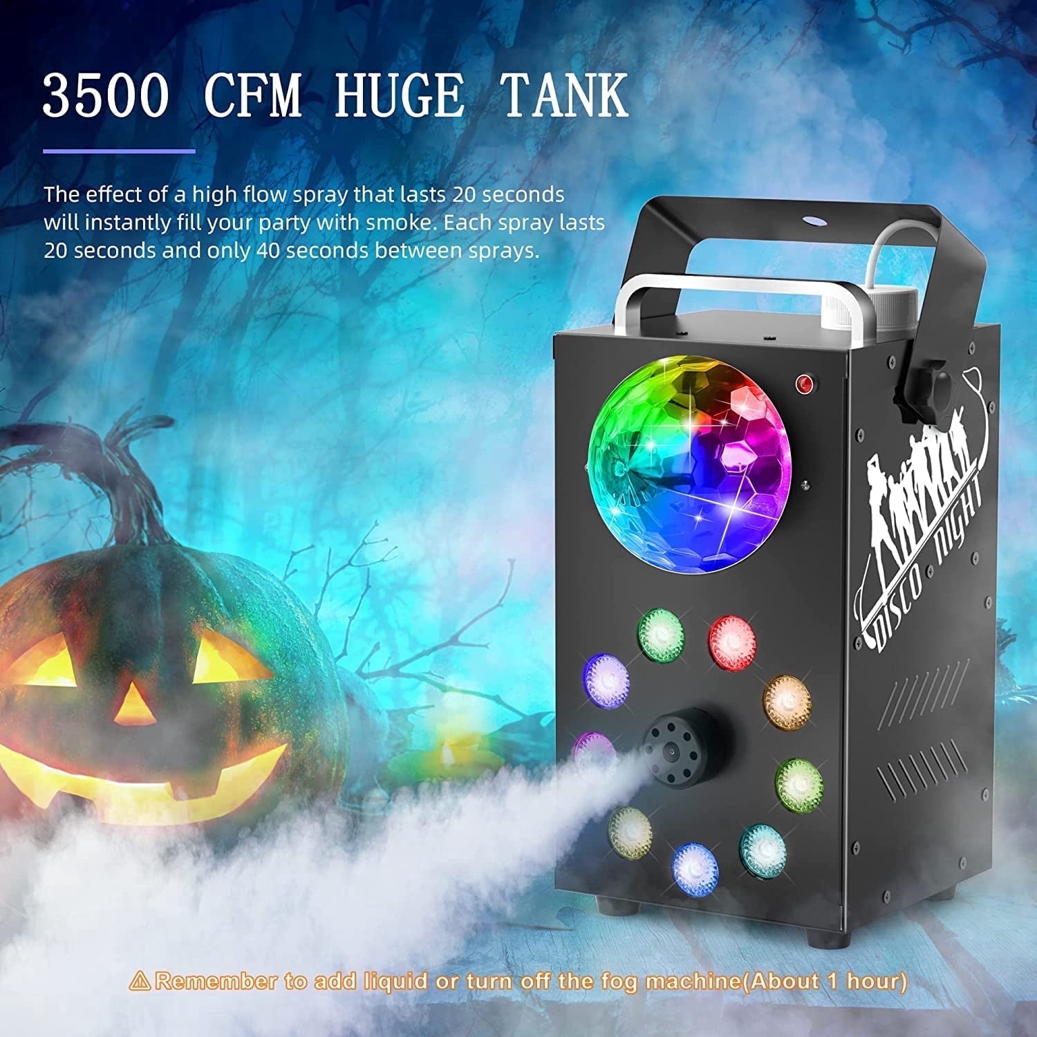 JAJALUY Fog Machine, 700W Smoke Machine with Disco Ball Lights for Wedding DJ Disco Party Stage