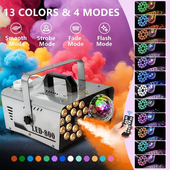 Fog Machine,800W 4500CFM for Halloween,Disco Light & Remote