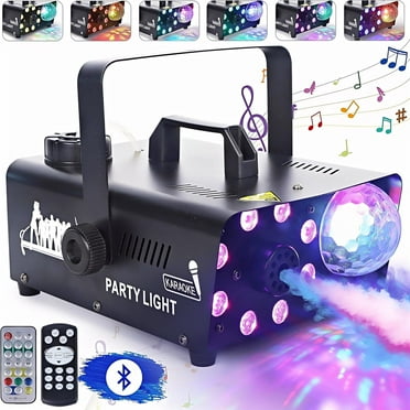 Fog Machine with Disco Ball Lights, 600W and 2000CFM with 8 Colorful RGB LED Lights Effect, Wireless Remote Control, Suitable for Parties, Wedding, Halloween, and DJ Stage