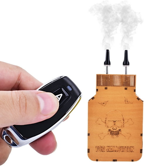 Fog Machine Halloween, Mini Handheld Wooden Smoke Machine Wireless Remote Control Suitable for Photo Video Photography Outdoor Activities Party