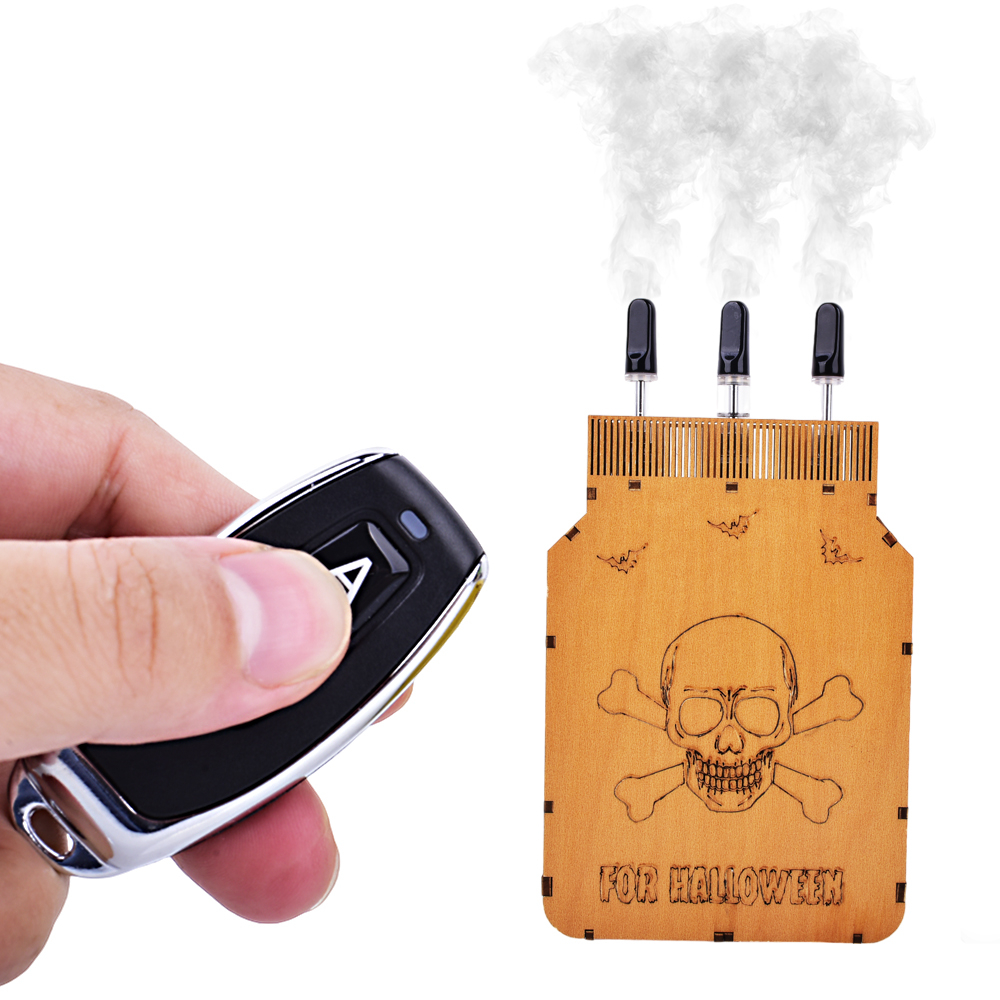 Fog Machine Halloween， Mini Handheld Wooden Smoke Machine Wireless Remote Control  Suitable for Photo Video Photography Outdoor Activities Party