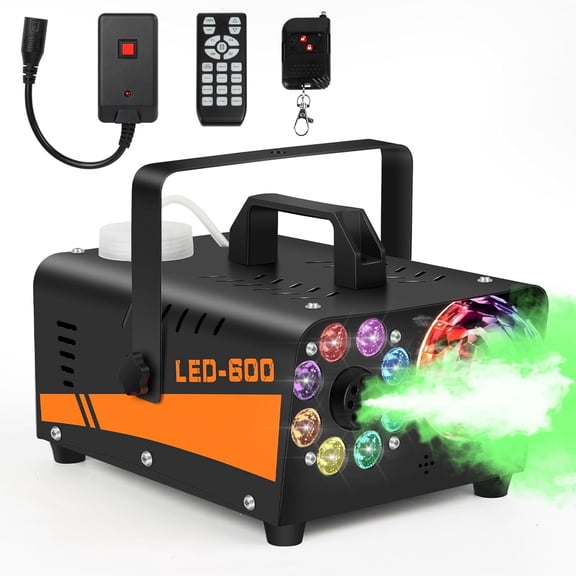 Fog Machine Halloween Outdoor, Machine with Disco Ball Lights, 600W Power and 3000CFM with 13 Colors Lights Remote Control, for Indoor, Parties, Halloween, Wedding, DJ Stage