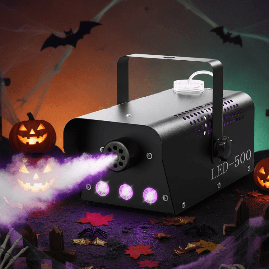 500W Fog Machine with RGB LED Lights, Remote Control, 3000CFM, 15 Lighting Effects for Wedding, DJ, Party, Concert, Halloween