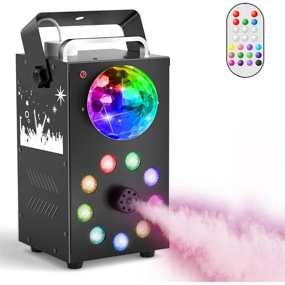 Fog Machine, Smoke Machine with Disco Ball Lights and 9 LED Lights, 700W Fog Machine with Wireless Remote Control, for Christmas Party/Wedding/Stage Show/Party Supplies