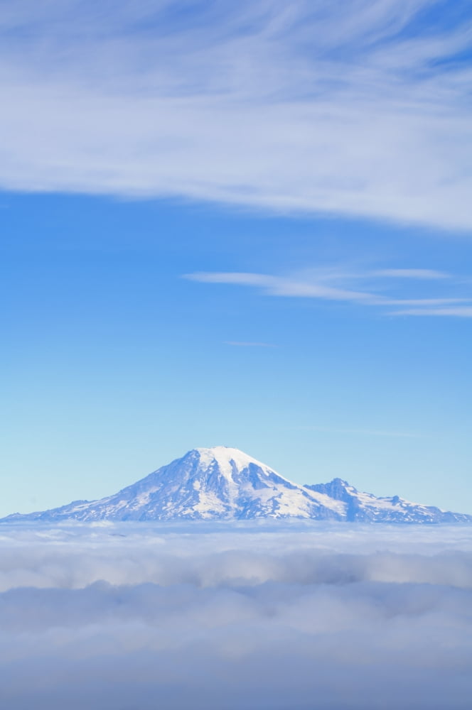 Fog Mount Rainier Washington Cascades Washington United States Of America Canvas Art - Dan Sherwood Design Pics (24 x 36)