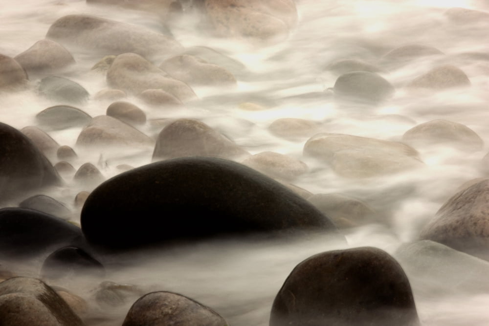 Fog Rolling Over Rocks Canvas Art - John Short Design Pics (36 x 24)