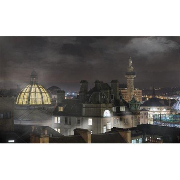 Fog Sets in Over Buildings At Nighttime - Newcastle Northumberland England Poster Print - 20 x 12