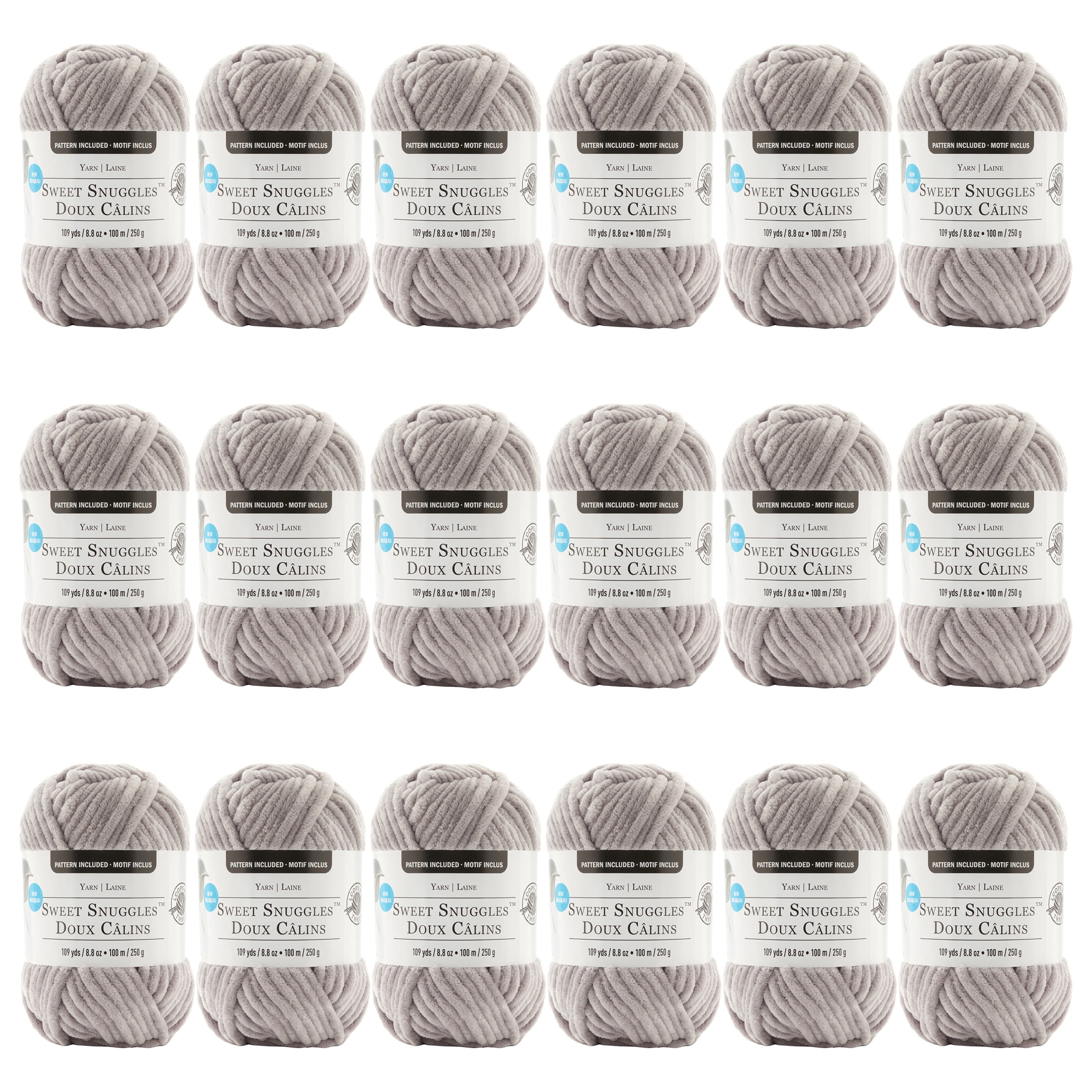 Loops & Threads Fog Sweet Snuggles Yarn - Jumbo Weight Yarn for Knitting, Crochet, Weaving, Arts & Crafts, 18 Pack