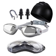Fog Swimming Goggles Set with Nose Clip Ear Plugs for Adults Swim Training Gear Accessories
