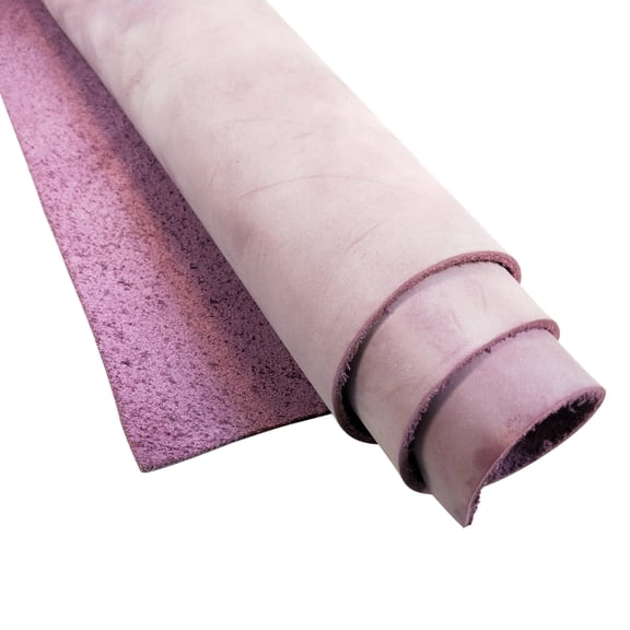 Fog Waxed Leather Cowhide Pieces for DIY Craft Hobby Workshop in Purple 5/6 OZ