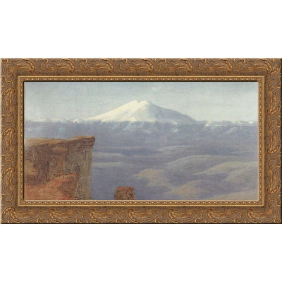Fog in the mountains. Caucasus 24x16 Gold Ornate Wood Framed Canvas Art by Arkhip Kuindzhi