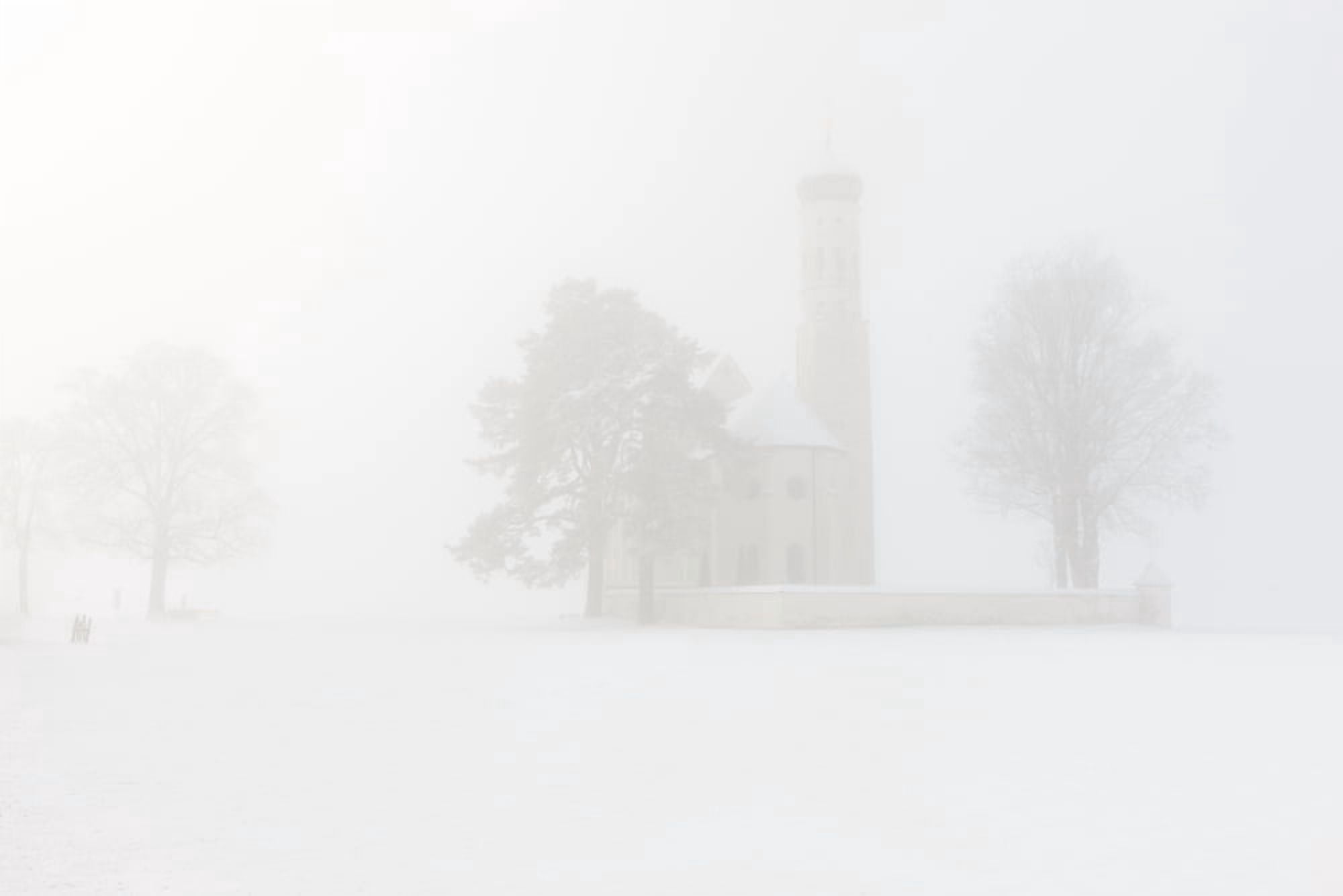 Fog over a church St Coloman Church Fussen Allgau Bavaria Germany Canvas Art - Panoramic Images (27 x 9)