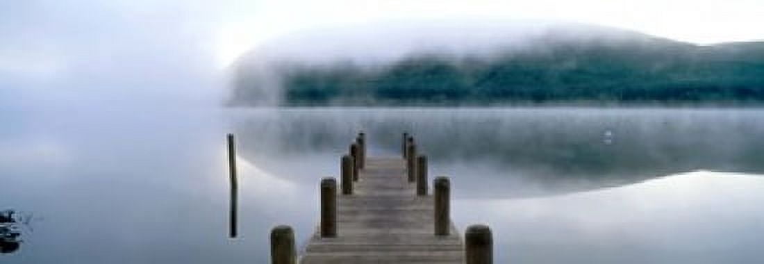 Fog over a lake St Marys Loch Scotland Canvas Art - Panoramic Images (18 x 7)
