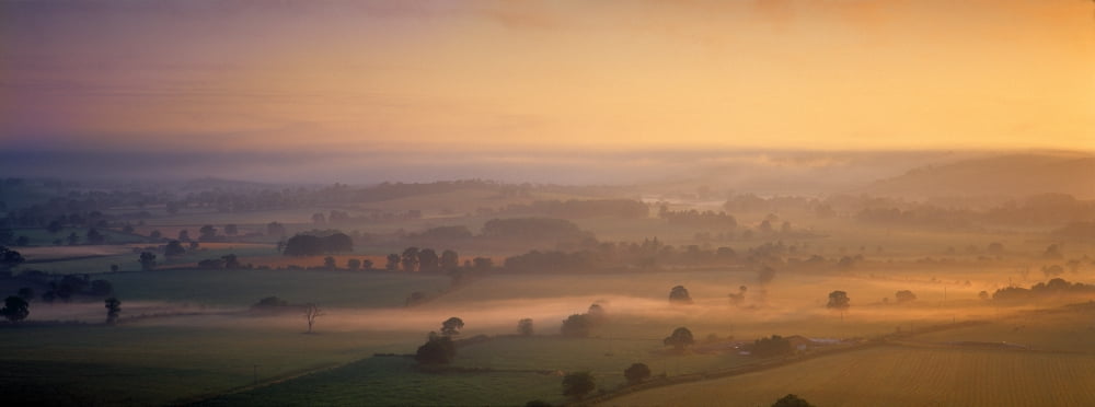 Fog over a landscape Blackmore Vale Dorset England Canvas Art - Panoramic Images (27 x 9)
