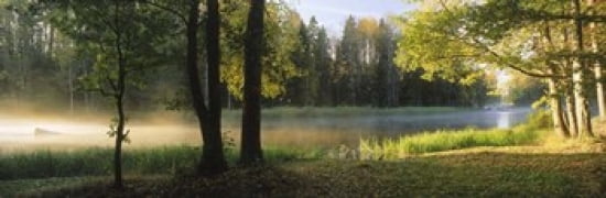 Fog over a river Dal River Sweden Canvas Art - Panoramic Images (36 x 12)