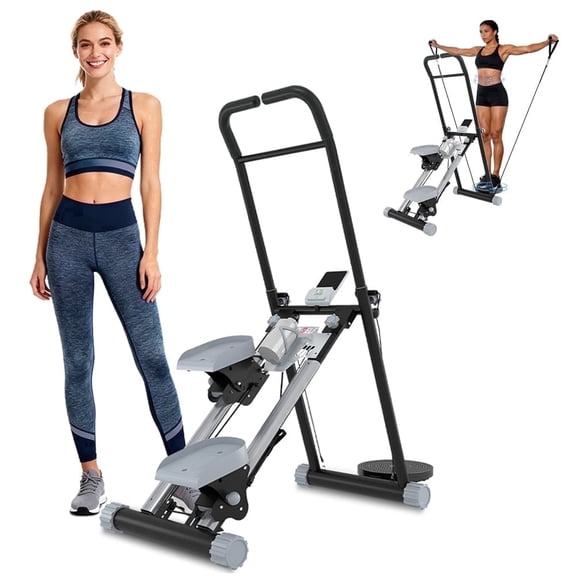 Stair Steppers for Exercise at Home, Stair Stepper with Handlebar for Full Body Workout, for Compact Folding Stair Climber with Adjustable Handlebar/Pedal, 350lbs Weight Capacity, Knee Friendly