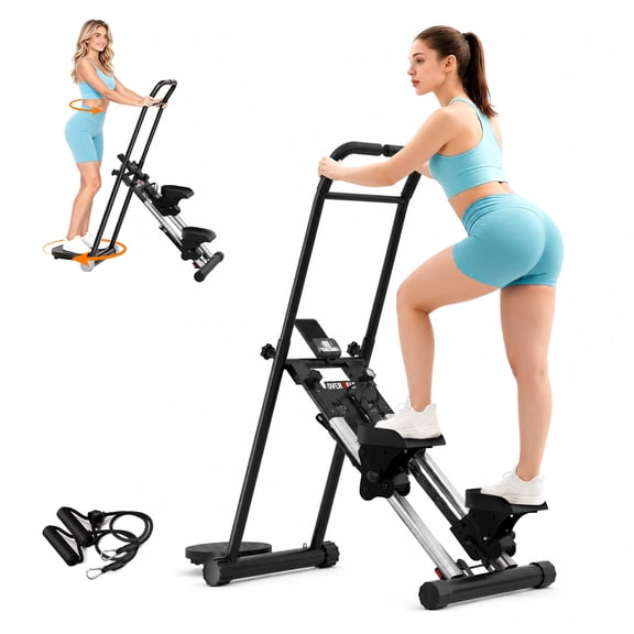 Stair Steppers for Exercise at Home, Stair Stepper with Handlebar for Full-Body Workout, for Compact Folding Stair Climber with Adjustable Handlebar/Pedal, 350lbs Weight Capacity, Knee-Friendly