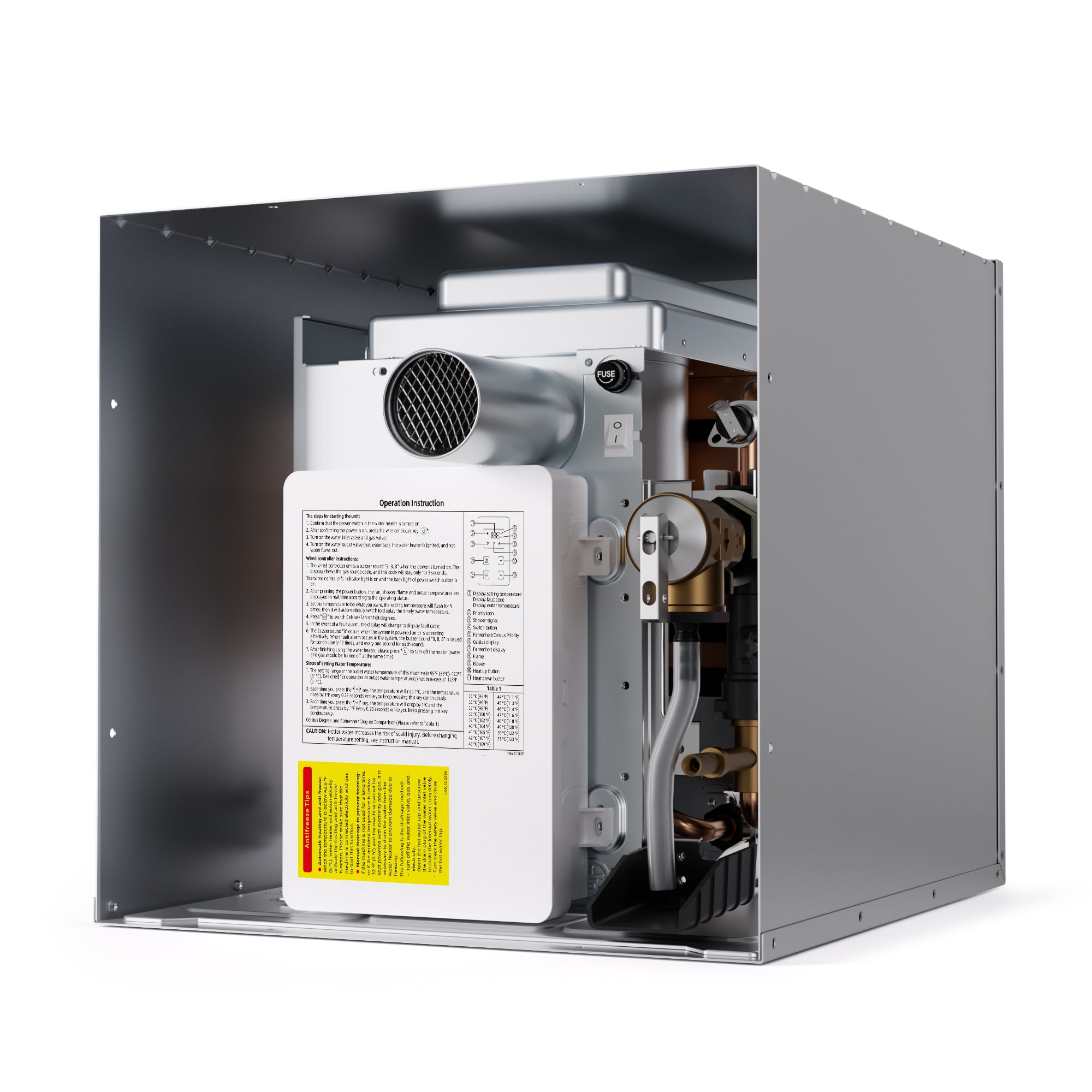 Fogatti RV Tankless Water Heater InstaShower 7, 48,000 BTU, DC 12V, Door Kit Not Included