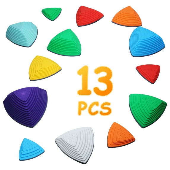 Fogcroll 13PCS Kids Stepping Stones, Toddlers Sensory Stepping Stones,Children Balance Stepping Stones,Kids Balance Beam Stepping Stones -Multicolor