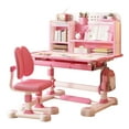 thumbnail image 1 of Fogcroll 2PCS Height Adjustable Kids Desk and Chair Set Children School Study Table Chair Set Ergonomic Desk Chair with Sitting Corrector and Book Stand, Foot Pedal, Partition Design,Backpack Hooks, 1 of 13