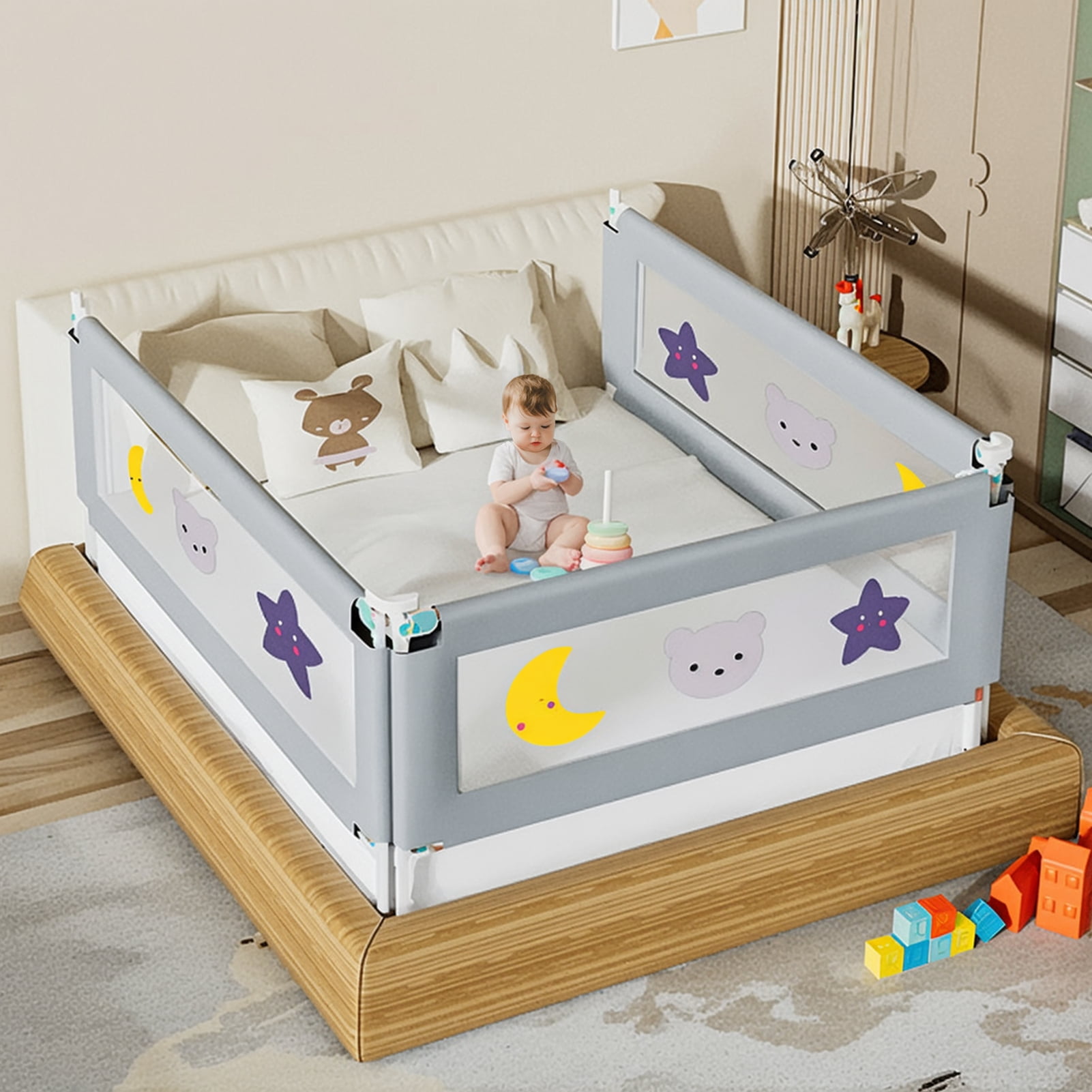 Fogcroll 3-Piece Bed Rails for Toddlers King Size Toddlers Bed Rail ...