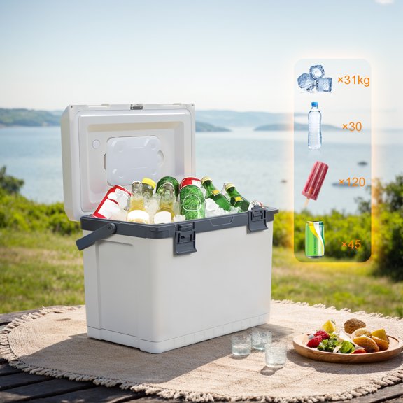 Fogcroll 30 Quart Super Ice Cooler Portable Cooler Large Ice Chest Holds Ice up to 3 Days