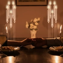 Fogcroll 4 PCS Acrylic Candelabra Centerpieces Clear Candle Holder Crystal 5 Arm Candlesticks Holder with Acrylic Shade Pillar Taper Candlestick for Wedding Dinner Party Fit LED Candle