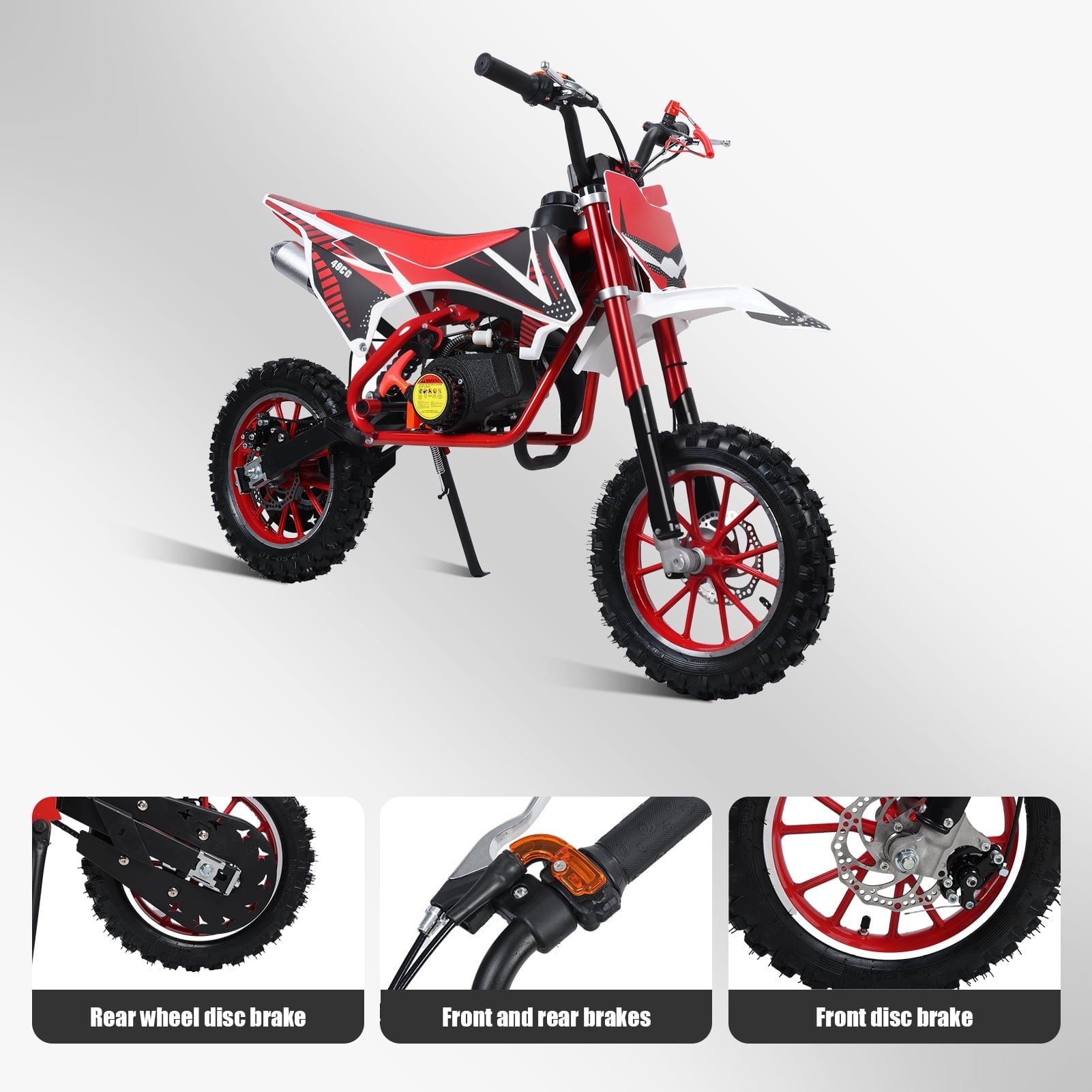 Fogcroll 49cc 2-Stroke Kids Dirt Bike, Gas Power Motocross, Beach Off Road Mini Motorcycle, Children Pocket Motorbike with Disc Brakes