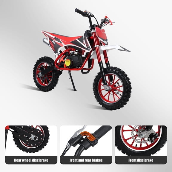 Fogcroll 49cc 2-Stroke Kids Dirt Bike, Gas Power Motocross, Beach Off Road Mini Motorcycle, Children Pocket Motorbike with Disc Brakes