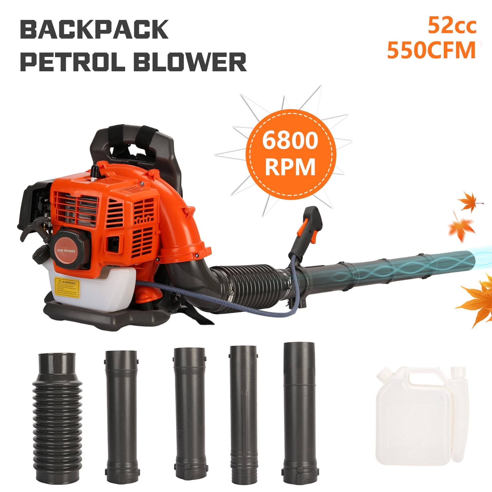 Fogcroll Backpack Cordless Leaf Blower Gas Leaf Blower Electric Leaf Blower - Long Nozzle Ergonomic Design Powerful Wind Force Single-Cylinder Air-Cooled Two-Stroke
