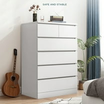Fogcroll Bedroom Dresser White Dresser Tall Dresser Superior 6-Drawer Chest Spacious and Stylish Chest of Drawers Large Capacity 23.62" X 16.14" X 42.91"