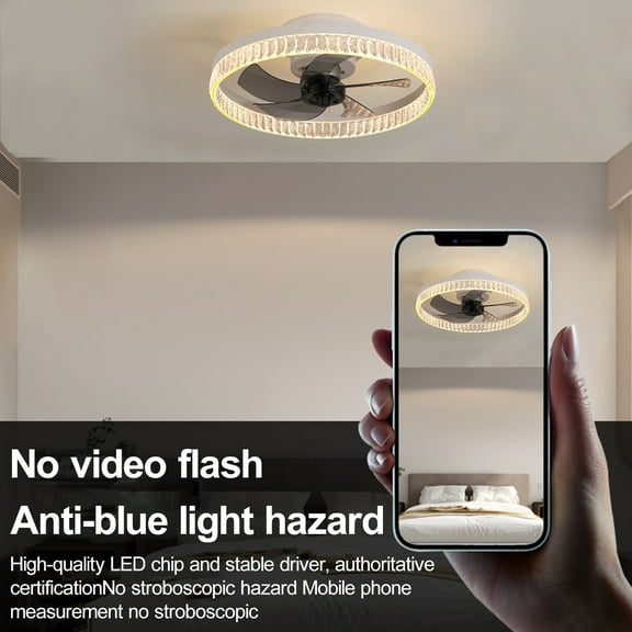 Fogcroll Ceiling Fans with Lights, Flush Mount Ceiling Fan with Lights and Remote,20" 3 Color Temperature Lighting 6 Wind Speeds Smart Low Profile Ceiling Fan for Bedroom, Living Room, Kitchen