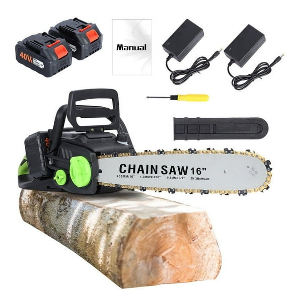 Fogcroll Cordless Mini Chainsaw Brushless Motor Electric Chainsaw Battery Powered Handheld Chain Saw Chainsaw Auto-Lubrication Chain Saw with 2 X 4ah Batteries 16 Inch
