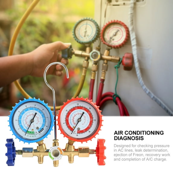 Fogcroll Diagnostic Manifold Gauge Set for Charging Professional Easy to Read High Accuracy for R134a R12 R22 R502 with Antishock Gauges Hoses Couplers Adapter