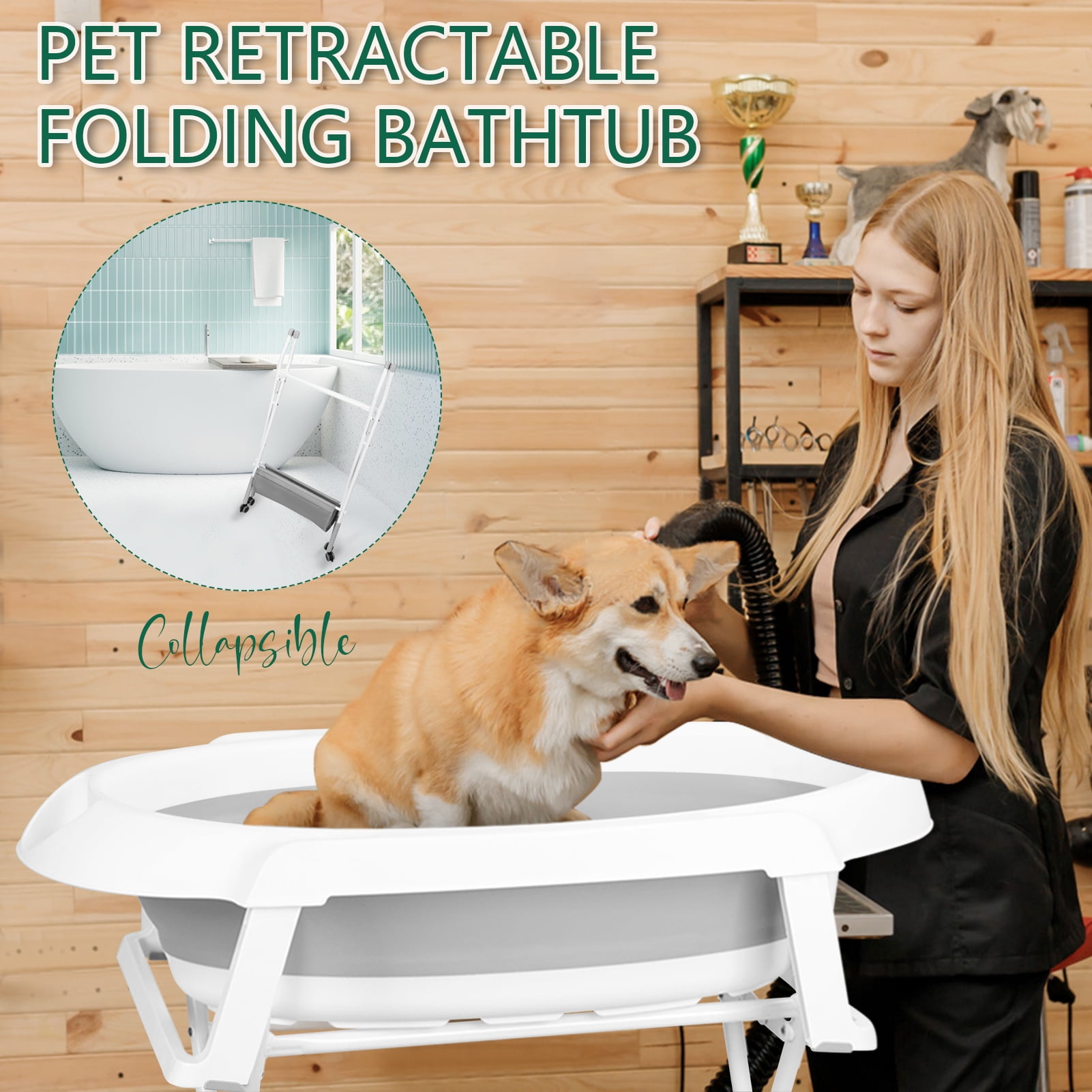 View of Fogcroll Dog Bath Tub Dog Washing Station for Bathing and Grooming, 2 ...