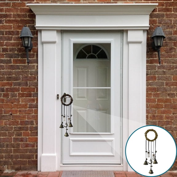 Fogcroll Doorknob Hanging Witch Bell Decoration Witch Bells Witchcraft Supplies Vintage Round Rattan Hanging Clear Bottle Moon Star Charm Tassels Good Luck Door Handle Wind Chime Ornament Pendant